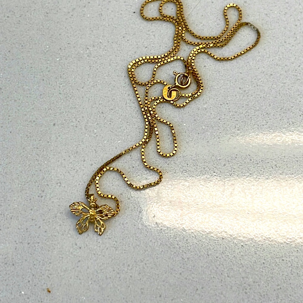 14k dainty gold butterfly 18” chain